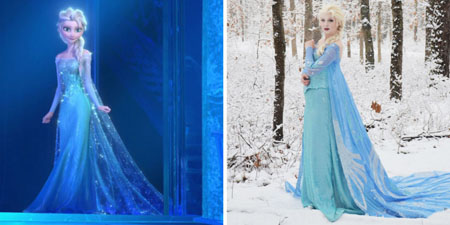 身穿梦幻美裙的冰雪女王